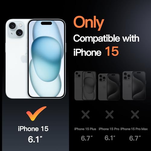 JETech iPhone 15 6.1インチ用キックスタンドケース カメラリングスタンド内蔵 黄ばまない 耐衝撃スマホバンパーカバー 傷防止 クリアバック (クリア)