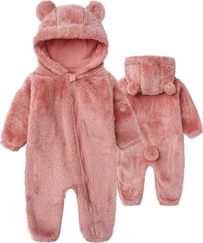Image of Newborn Baby Romper Fleece Onesie Jumpsuit Toddler Warm Hooded Outwear Outfits for Infant