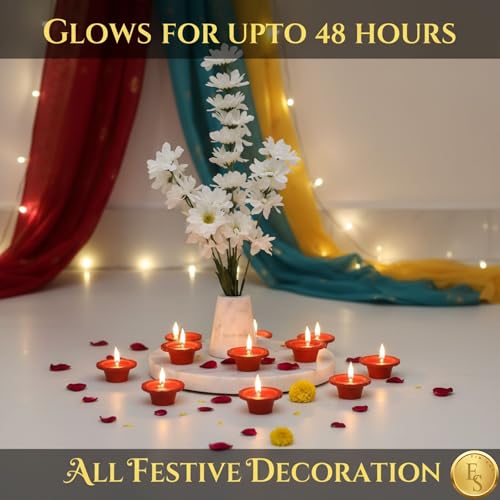 Image of Ein Sof Water Sensor Electric Diya 24 Pcs - LED Diya for Home Decoration, Smokeless Flameless Artifical Lights for Diwali, Birthday and All Occasions