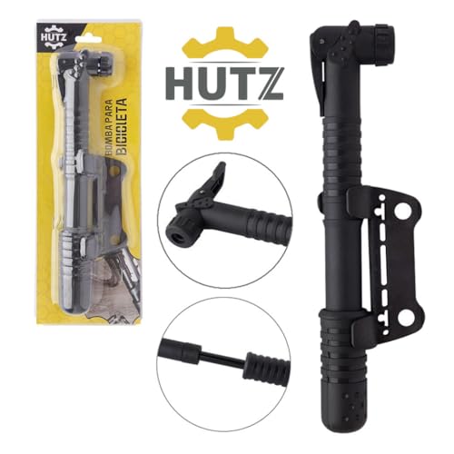 Bomba de Ar Para Bicicleta com Suporte para Quadro, Manual, Mini, de Encher Pneu, Marca Hutz, Trava