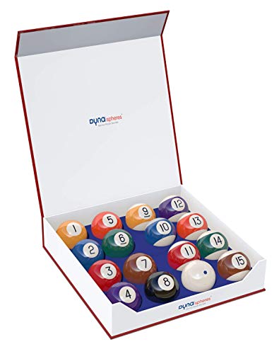 Dynasphere Gold Pool Ball Set - 1 Cue Ball, 7 Striped, 8 Solid, Cleaning Cloth, 2 Racks