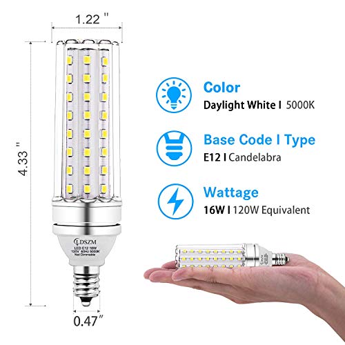 E12 Led Bulbs, 16W Led Candelabra Bulb 120 Watt Equivalent, 1400Lm, Decorative Candelabra Base E12 Corn Non-Dimmable Led Chandelier Bulbs, Daylight White5000K Led Corn Lamp, Pack Of 4 #TOP1