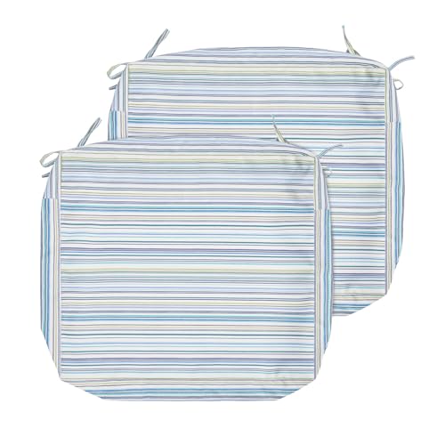 FUNHOME Outdoor Cushion Covers 20 x18 x4 inch,Set of 2,Slipcover Replacement for Garden Lawn Seat Sofa Cushions,Water-Resistant Patio Chair Cushion Cover Only,No Insert(Blue Stripe)