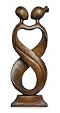 Holzfigur Statue Harmonie TEMPELWELT Deko Figur Statue Harmonie stehend aus Soar Holz braun, Höhe 30 cm, Holzfigur Skulptur Paar Frau Mann Kunsthandwerk aus Bali handgefertigt