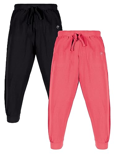 Image of KiddoPanti 100% Cotton Track Pants for Boys & Girls | Soft Single Jersey Fabric | Elastic Waist with Drawcord | Full Length with Rib Hem & Pockets | Joggers and Lowers for Kids