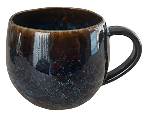 PintoCer - Tasse avec poignée, céramique grès, idéal pour café, lait, thé et chocolat, passe au lave-vaisselle et au micro-ondes, couleur : noir Cover