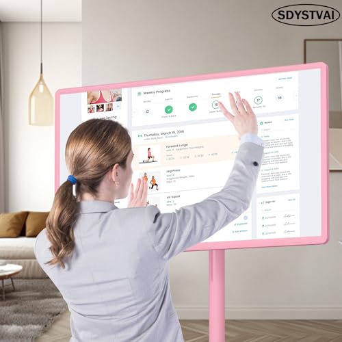 Image of 32 inch FHD Smart Portable TV, Rolling TV on Wheels, Android 15 OS, 8G +128GB Storage, Portable Touch Screen Monitor, EDLA Certified, 8MP Camera, 6-8 Hour Battery, Swivel Design, Voice Remote