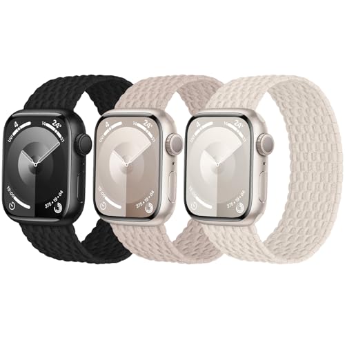 3 Pack Stretchy Braided Solo Loop Compatible with Apple Watch Bands 40mm 41mm 42mm 38mm 44mm 45mm...