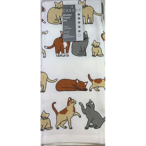 Decorative Ultra Absorbent Kitchen Towel Set Playful Cats 100% Cotton 18" x 28" Multi Color Cover
