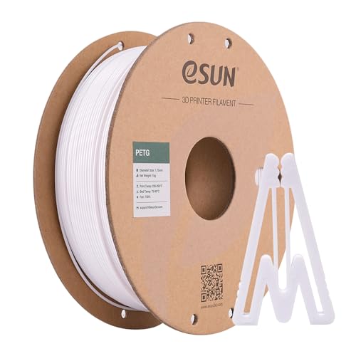 Image of eSUN PETG Filament 1.75mm, 3D Printer Filament PETG, Dimensional Accuracy + /- 0.05mm, 1KG Spool (2.2 LBS) 3D Printing Filament for 3D Printers, Solid White