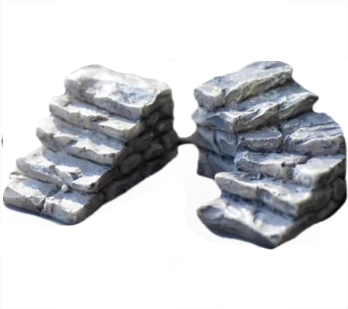 2 Models Micro Landscaping Decor Bonsai Craft Miniature Resin Bridge Stair Stone Straight Bridge...