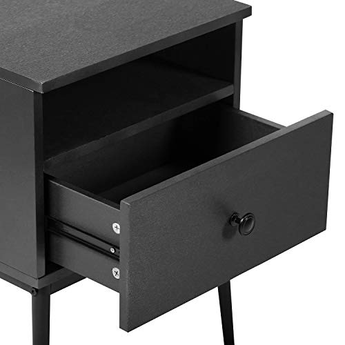 Image of VECELO Modern Nightstands,Square End Side Table with Drawer and Storage Space for Bedroom and Living Room