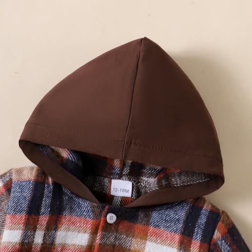 Image of Toddler Baby Boy Fall Winter Clothes Long Sleeve Plaid Hooded Sweatshirt Ripped Holes Jeans Set 1-5 Years Old
