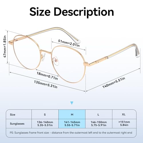 Image of Dollger Round Blue Light Blocking Glasses for Women Men Circle Clear Lens Metal Frame Computer Gaming Eyeglasses Blue Light Glasses