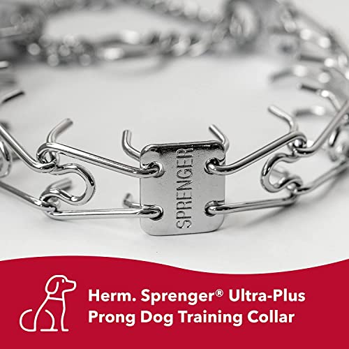 Image of Herm SPRENGER Ultra-Plus Prong Dog Training Collar, 2.25 mm x 14 inch Neck Size, 16 inch Chain Length, Steel Chrome Plated Pinch Correction Collar