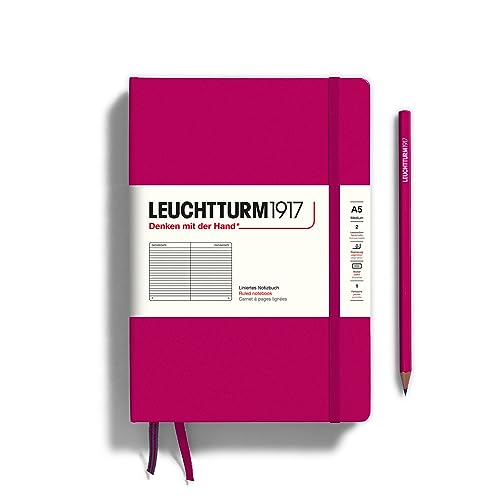 Image of LEUCHTTURM1917 - Notebook Hardcover Medium A5-251 Numbered Pages for Writing and Journaling (Berry, Ruled)