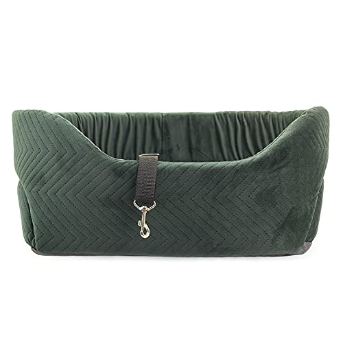 BOUTIQUE ZOO Hunde Autositz Universal Waschbar Abriebfest, Autositz Hund für Vordersitz, Beifahrersitz, Rückbank, Hundebett Hundetasche, M: 51 cm x 40 cm, Grün - Wildlederimitat