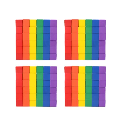 CORHAD 100Pcs Wooden Cubes Colored Wooden Craft Cubes Square Blocks for DIY Projects Creative Play Crafting Activities