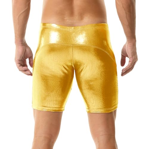 Mens Faux Leather Boxer Shorts Wet Look Flat Front Shorts Slim Short Pants4