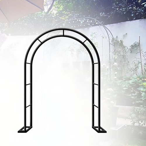 Arco de rosas de metal con base, cenador de jardín resistente de 80 a 350 cm de ancho, soporte de vid de boda, enrejado decorativo de jardín para bodas (negro, 120 x 220 cm)