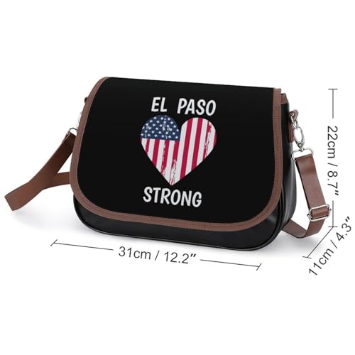 El Paso Strong with U.S. Flag Heart Crossbody Bag Anti-Theft Side Shoulder Bags Adjustable Leather Messenger Bag Unisex2