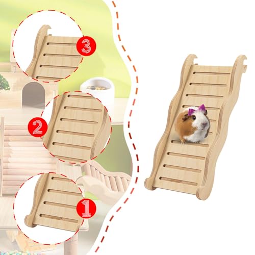 Baoblaze Escada de madeira para hamster, ponte para hamster anão, rampa para gaiola de, escada e pon