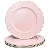 UOEKCS Pink Charger Plates, 13' Round Chargers for Dinner Plates, Plastic Chargers for Parties, Table Setting, Holidays, (Set of 6)