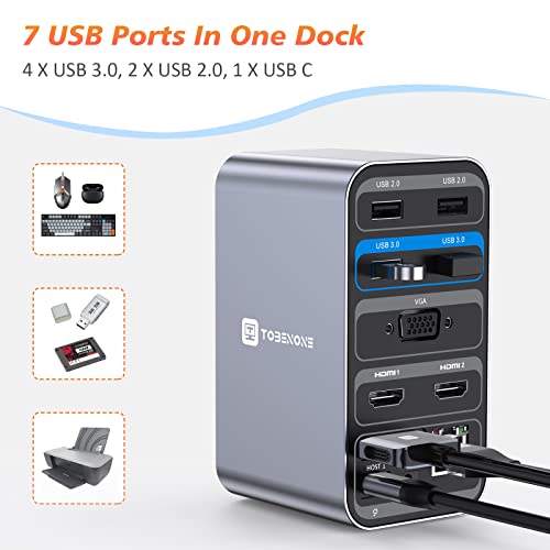 Usb C Docking Station Dual Monitor For Macbook Pro, 13-In-2 Triple Display Laptop Docking Station, Usb-C Hub For Macbook Pro/Air Dock With 2 4K Hdmi, Vga, Pd3.0, Rj45, 6 Usb, 3.5Mm Audio #TOP3