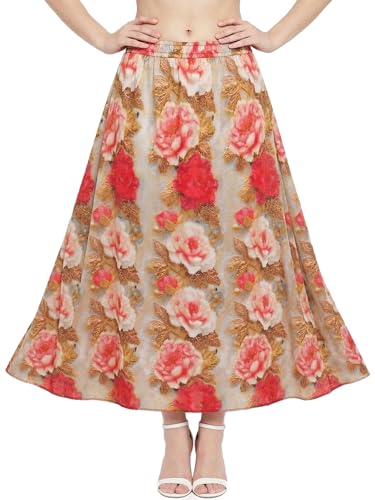 Image of VAGISHA Women's 4-Metre Flared Long Skirt | Skirts for Women Long Length | Long Skirts for Girls | Ethnic & Boho Printed Wear with Elastic Waist | Perfect for Party, Festive & Casual Look