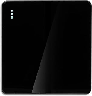 JIMEIDA Rocker Light Switch with Phosphor Dots, Black Glass Crystal On/Off Toggle Switch, 2-Way 16A Large Panel Push Button Single Light Switch,1 Gang