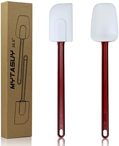 MYTASUY Silicone Spatulas Heat Resistant, Large Silicone Spatulas Set Commercial, Long Handle Rubber Spatulas Silicone.Heavy Duty Silicone Cooking Utensils Sets of 2 (16.5 INCH)