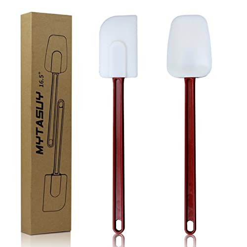 MYTASUY 16.5 INCH Silicone Spatulas Heat Resistant Heavy Duty Rubber Spatulas Commercial Spatulas Set for Kitchen Use Silicone Cooking Utensils Sets of 2
