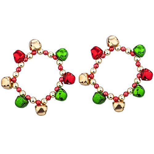 LUX ACCESSORIES SilverTone Christmas X-Mas Holiday Jingle Bells Bracelet Set 2PC2
