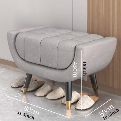 Taburete para pies gris de madera para calzarse en la entrada de casa 3