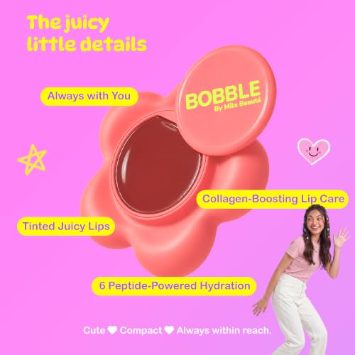 Image of Mila Beaute Bobble Gloss Balm Phone Pod | Cushion Soft Lips with 6-Peptide Complex & Collagen | Natural Tinted Glossy Finish | Non-Sticky & Lightweight | Hydrating & Nourishing I For Dry & Chapped Lips I Lip Balm-Watermelon Bite, 20gm
