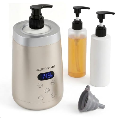 JOJOCOSMO Massage Oil Warmer Massage Oil Heater with Two Oil Bottle dispensers Body Liquid Warmer from 86 to 149 Lotion Bottle Warmer Shampoo Heater for Salon (Champagne Gold)