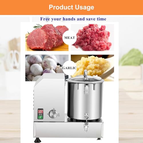 Picadora y trituradora eléctrica Comercial de Alimentos, Cubo extraíble de Acero Inoxidable, Ideal para procesar Carne, Verduras y Frutas (12 l).