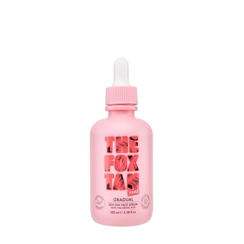 The Fox Tan Suero facial autobronceador gradual, crea un bronceado natural sin rayas, fabricado con ácido hialurónico hidratante, vegano y libre de