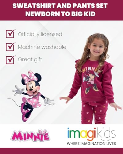 Image of Disney Girls Fleece Sweatshirt and Jogger Pants Outfit Set Newborn to Big Kid Sizes (Newborn - 14-16)