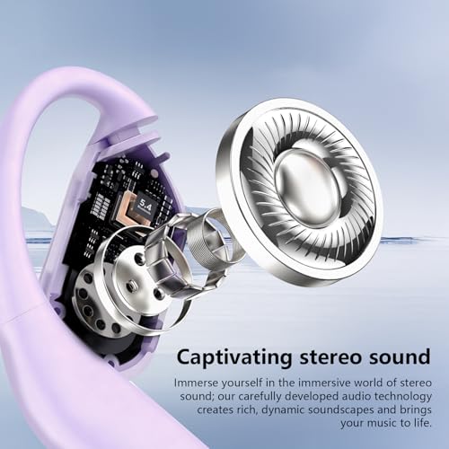 Image of Open Ear Headphones,Over Ear Buds Clip Wireless Earbuds Bone Conduction Built-in Mic Earhook,Bluetooth 5.4 LED Display,60H Playtime Touch Control Design for Cycling,Running,Office,Ear Hooks