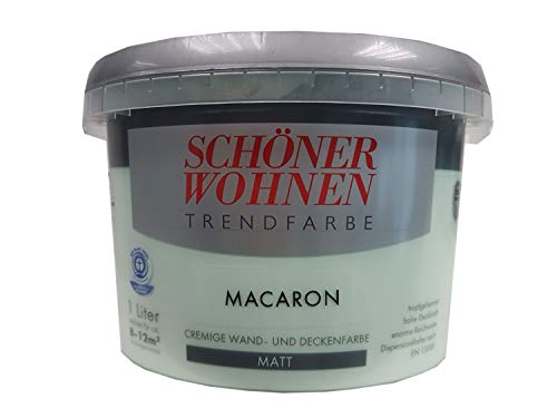 SCHÖNER WOHNEN Trendfarbe cremige wand und Deckenfarbe Matt Farbton wählbar 1 Liter, Farbe:Macaron