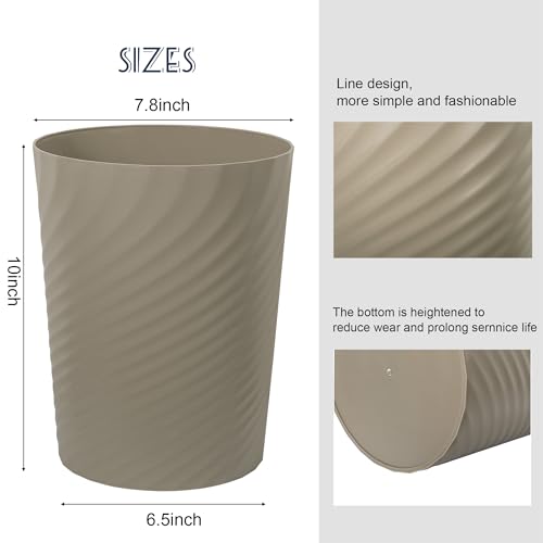 Image of UUJOLY Plastic Small Bathroom Trash Can Wastebasket Garbage Can, Khaki