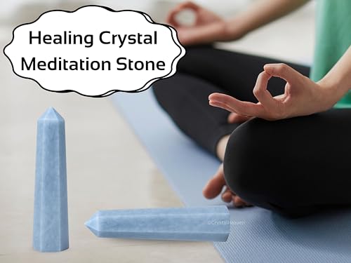 Image of Crystal Heaven Certified Blue Calcite Crystal Tower Obelisk Point For Chakra, Healing And Balancing - Aaa Grade Original Certified Gemstone Agate For Reiki Meditation Yoga Spiritual (2-3 Inches)