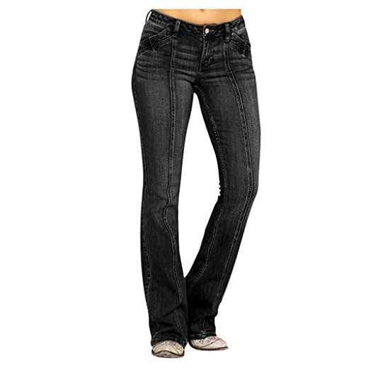 YJLX Slagjeans dam hög midja – utsvängda byxor tonåring flickor jeans – baggy jeans Y2k dam pojkvän estetiska byxor sommar breda jeans 90-talet streetwear utsvängda byxor – vida byxor – fritidsbyxor, svart, 4XL