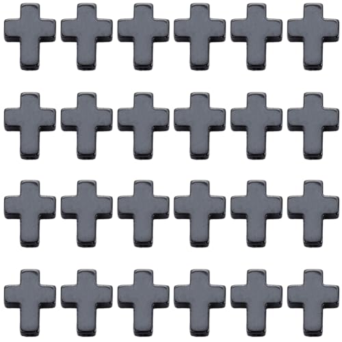 SUNNYCLUE 60 Pieza de Cuentas Cruzadas Cuentas de Crucifijo A Granel Hematita Sintética Revestimiento Al Vacío Negro Cuentas Sagradas Sueltas para Bricolaje Pendientes Collares Pulseras Joyerí