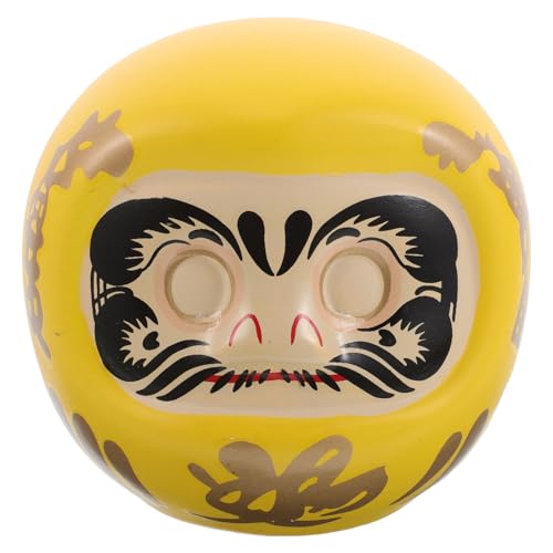 Toddmomy Japanese Daruma Money Box Ceramic Piggy Bank with Sturdy Money Storage and Vibrant Yellow Finish, Adorable Desktop Ornament for Workspace Or Home Decoration