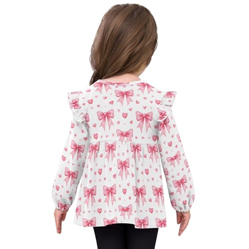 Love Heart Bow Girls Shirts Cotton Long Sleeve Ruffle Toddler Tee Tops4