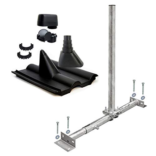 Premium X Dachsparrenhalter Satellitenschüssel Montage Set Sparrenhalter feuerverzinkt 1m Mast Frankfurter SAT Ziegel schwarz Mastkappe Premium X Dachsparrenhalter Satellitenschüssel Montage Set Sparrenhalter feuerverzinkt 1m Mast Frankfurter SAT Ziegel schwarz Mastkappe