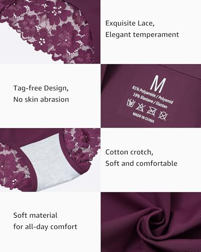 LEVAO Cheeky Underwear for Women Lace Seamless Bikini Panties Ladies Soft No Show Hipster 6 Pack S-XXL4