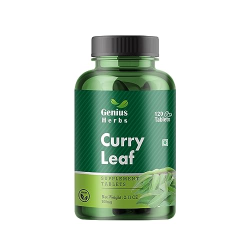 Curry Leaf Tablets 500 mg | Effective for Natural Hair growth | Rich in Iron | 120 No.s Pack of 1
